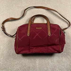 Vera Bradley Bag Preppy‎ Poly Marlo Satchel Burgundy Red Brown Purse Double Zip